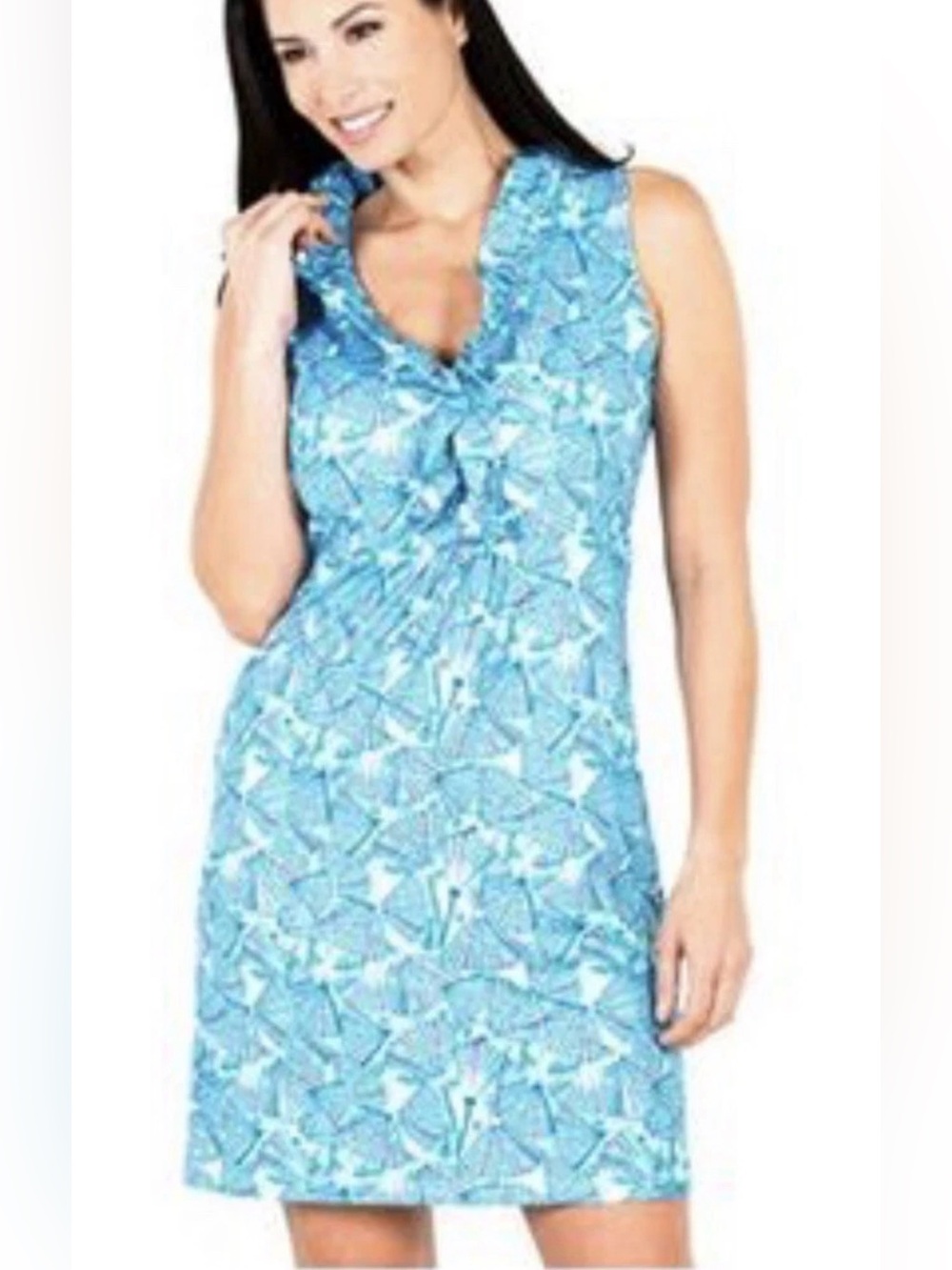 Tracy Negoshian Kacey Ruffle Collar Dress XS Fanfare Catalina Cloth NEW.